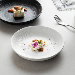 磨砂甜品意面西餐盤子家用菜盤陶瓷湯盤深盤沙拉盤酒店餐具高級感