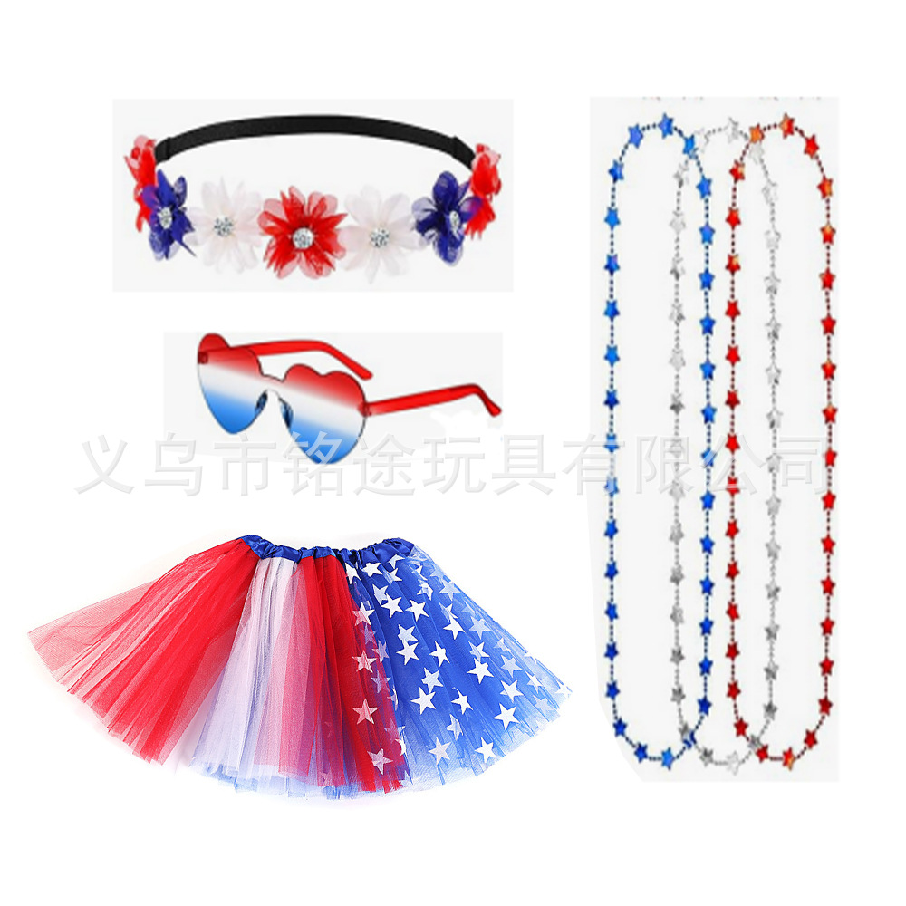 Nuevo traje del Día de la Independencia de los Estados Unidos para hombres y mujeres pulseras deportivas diadema decoración de fiesta diadema diadema del Día de la Independencia accesorios para el cabello