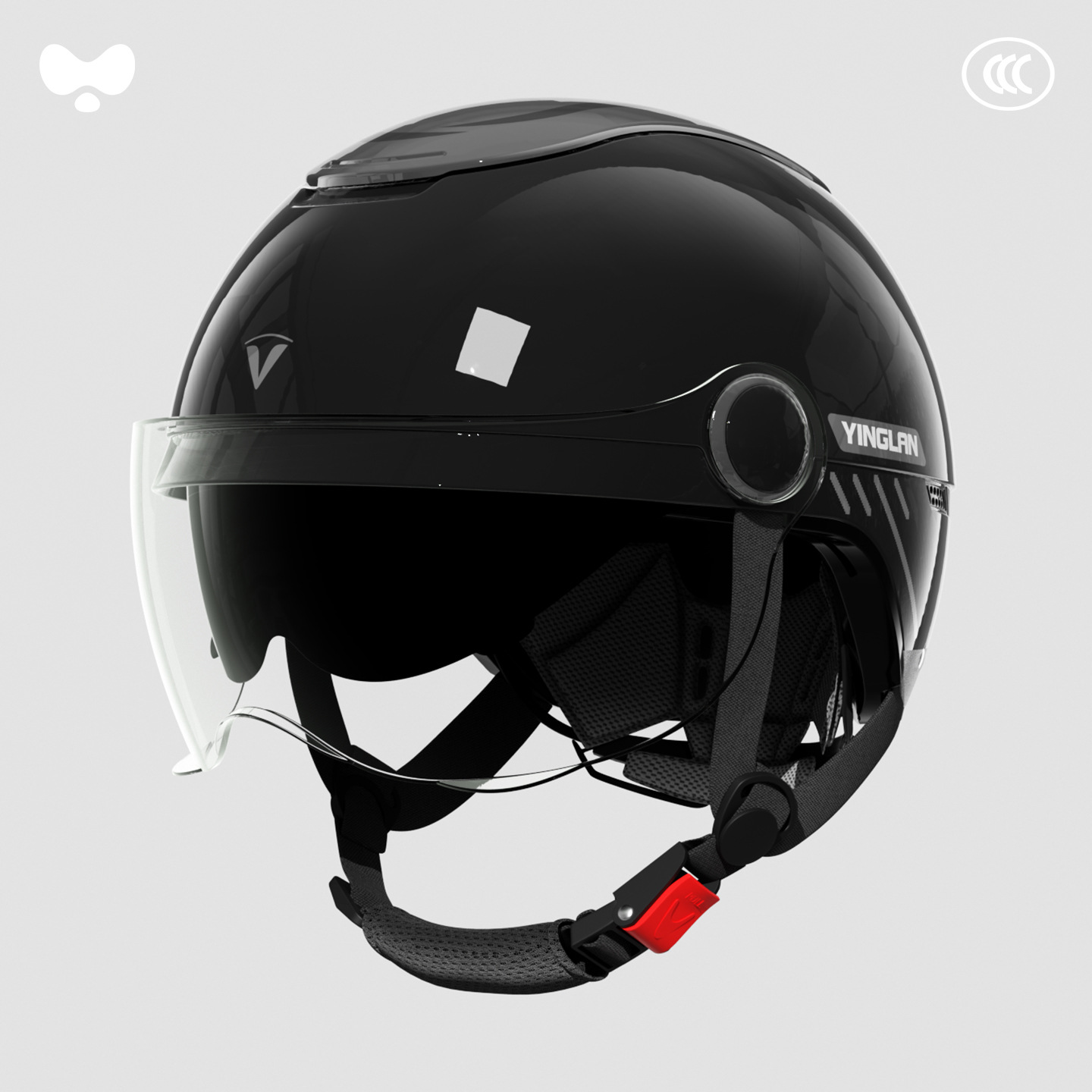 3C Certified, Universal Motosiklet kaskı (dəbilqə) - 3c-star-black-hd-sunscreen-short-dual-mirror-class-a-one-size