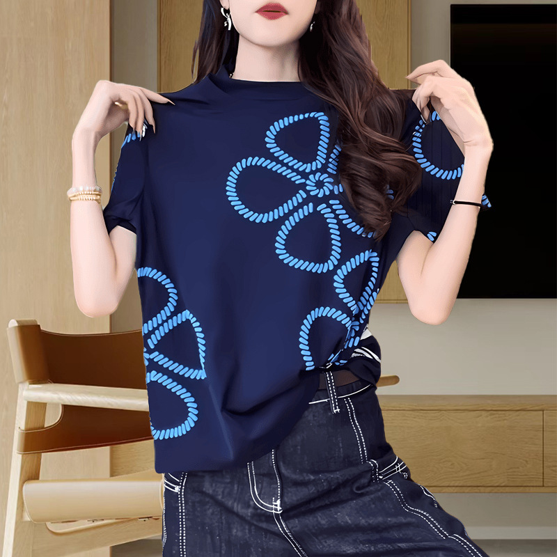 Factory Direct Supply of High Praise Rate 92% Cotton Short-Sleeved T-Shirt for Women 2024 New Summer Casual Fashion Slimming Look Top for Women