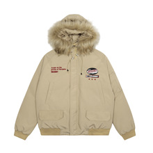 衣品男潮牌2024冬季新款美式毛领棉服刺绣夹棉外套情侣款连帽棉衣