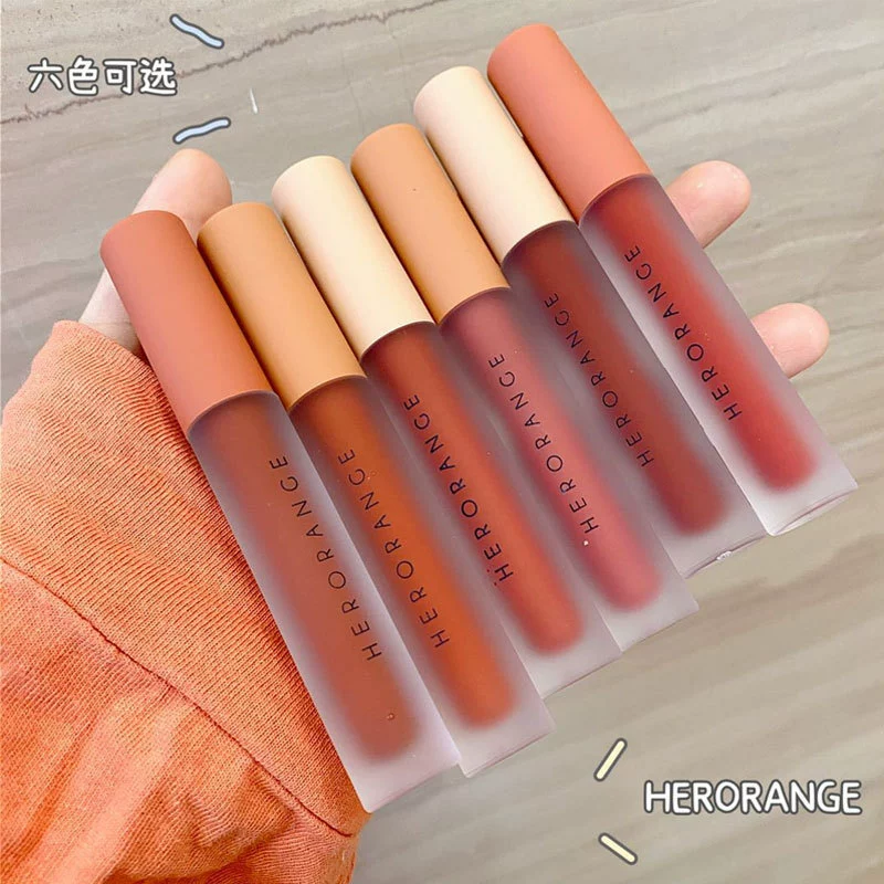HERORANGE Twilight Light Milkshake Velvet Lip Glaze Air Matte Matte Student Whitening Lip Mud