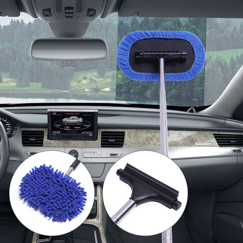 Car Portable Retractable Rearview Mirror Wiper Car Reverse Mirror Wiper Window Cleaning and Defog Brush