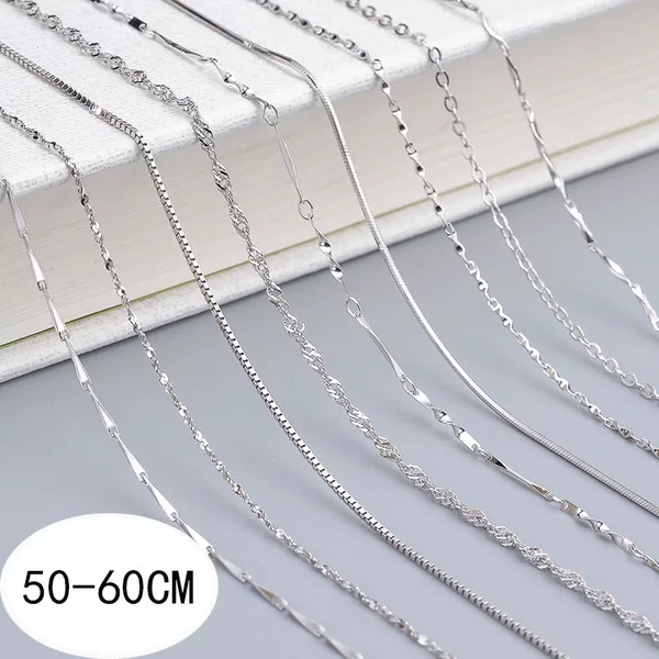 Platinum Necklace No Pendant Single Chain Women's Clavicle Chain Single Bare Chain with Chain Ladded Woolen Chain 505560cm