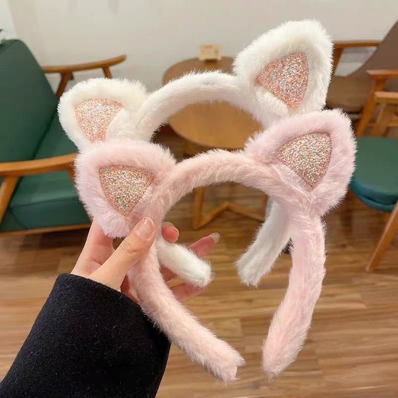 かわいい立体ぬいぐるみ猫耳カチューシャ女の子猫リボンカチューシャ洗顔ヘアピンヘアアクセサリー|undefined