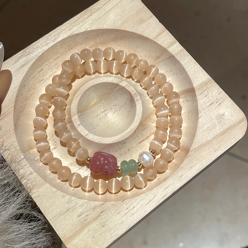 Pulsera de perlas de agua dulce de calcedonia de ojo Pixiu Pulsera de lujo ligero Pulsera de alta gama Pulsera de temperamento de moda de nicho