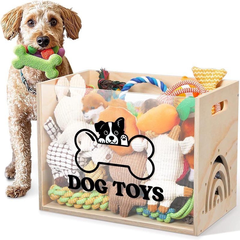 木製犬のおもちゃ収納ボックス大型犬のおもちゃ収納オーガナイザーアクリルペット収納ボックス|undefined
