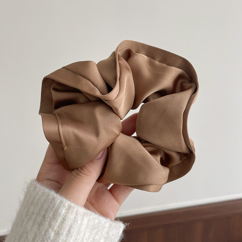 Accesorio para el cabello de estilo francés para mujer, pañuelo cuadrado simple, coletero de gran tamaño con ribete de encaje.