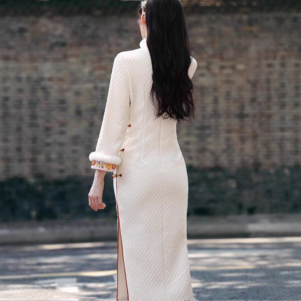 Fleece-lined Thickened Autumn And Winter New Chinese-style Cheongsam 2025 Model, Improved Young Style,_ecoleips.com