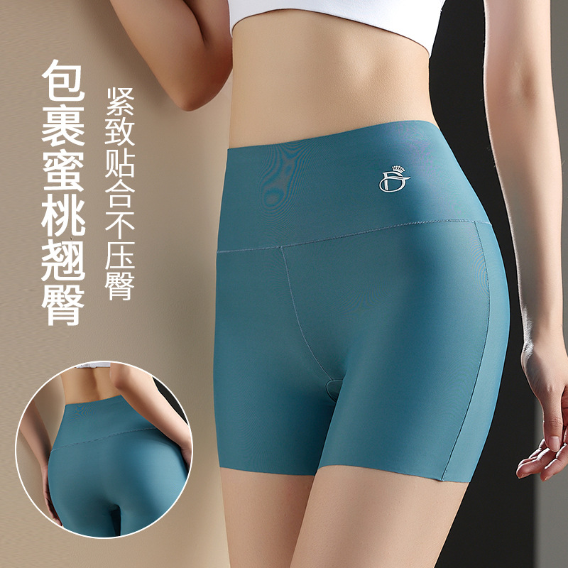 Ice Silk Safety Pants Women's Summer Thin High Waist Hip Lifting Belly Anti-Exposed Large Size Boxer Safety Pants Wholesale