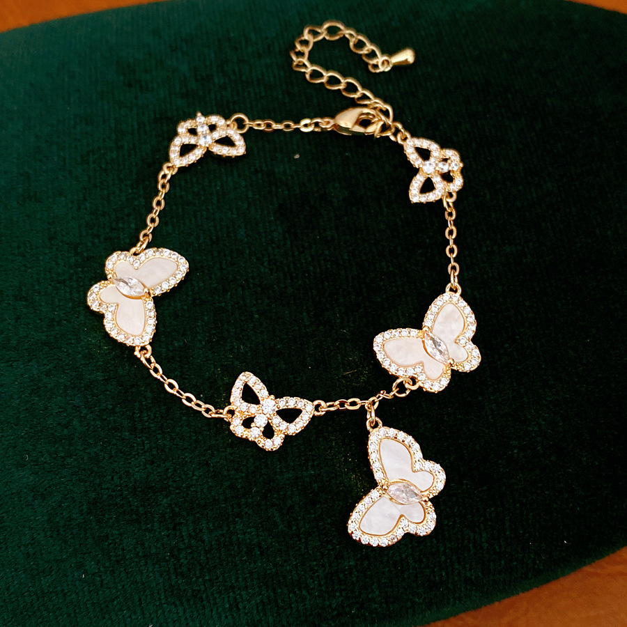 Placa de zircón colgante de mariposa pulsera nicho de diseño pulsera fresca dulce y fresco viento ligero lujo alta sensación joyería al por mayor