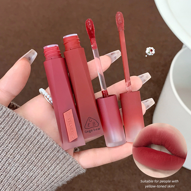 Cross-Border Gege Bear Velvet High-End Lip Gloss, Velvet Matte, Gentle and Brightening, Non-Drying, Affordable Makeup for Students