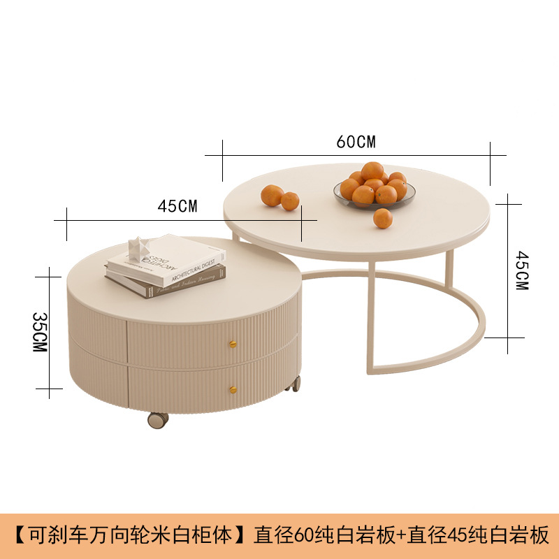 [유니버설 휠 쌀 흰색 캐비닛 스타일] 직경 60 순수한 흰색 암판 직경 45 순수한 흰색 암석 판