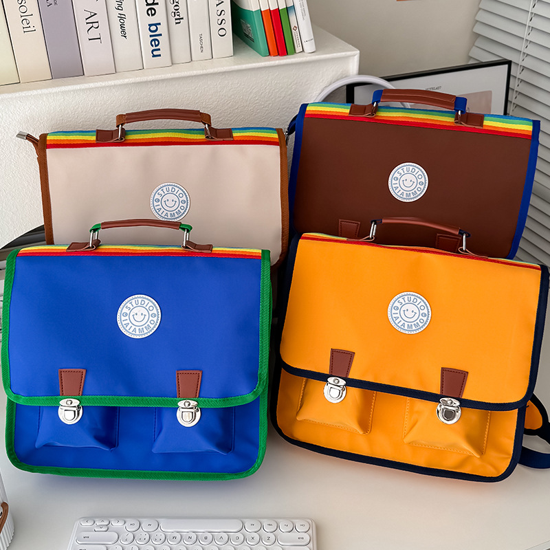 Mochila de estudiante de estilo universitario británico retro Mochila de gran capacidad para niños y niñas Mochila de viaje ligera nueva