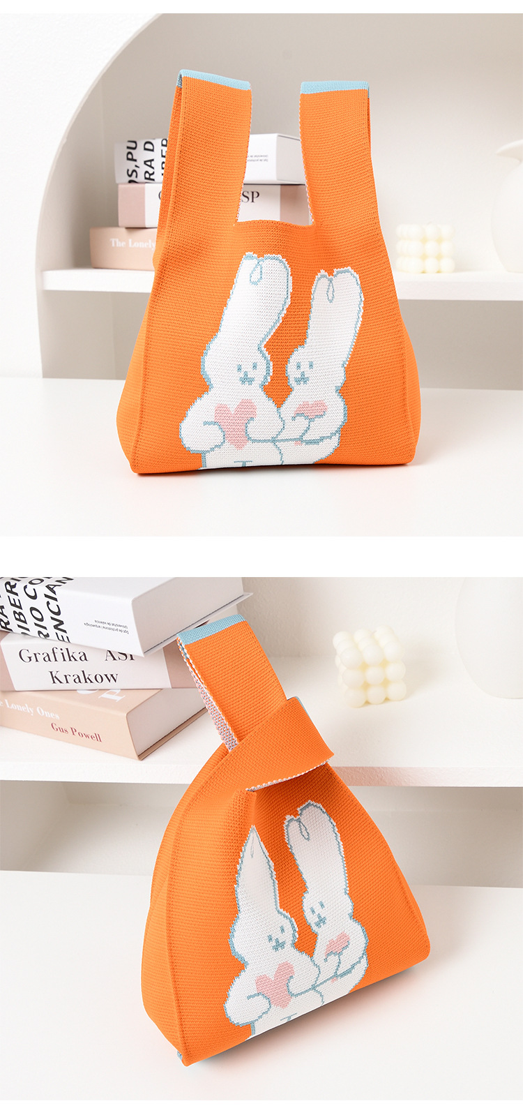 Women's Medium Knit Animal Letter Cute Open Handbag display picture 5