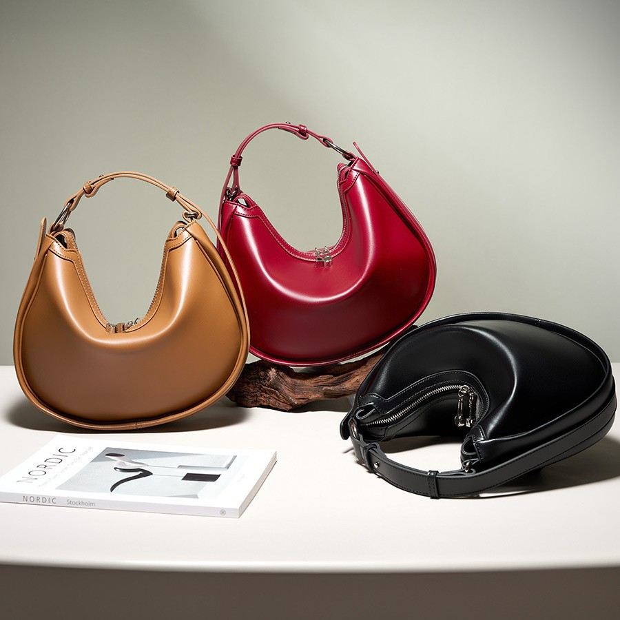 Niche Design Crescent Bag Genuine Leather Underarm Bag For Women 2025 New Simple High-End Shoulder Crossbody Versatile Handbag - Thumbnail 4
