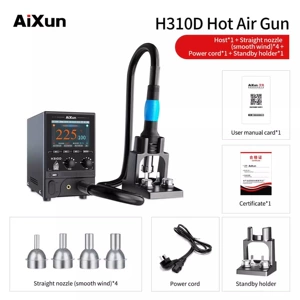 艾讯 H310D Smart Hot Air Fun Ремонт мобильного телефона Универсальный вихревой регулируемый номер температуры, показывающий таблицу сварки кривой памяти