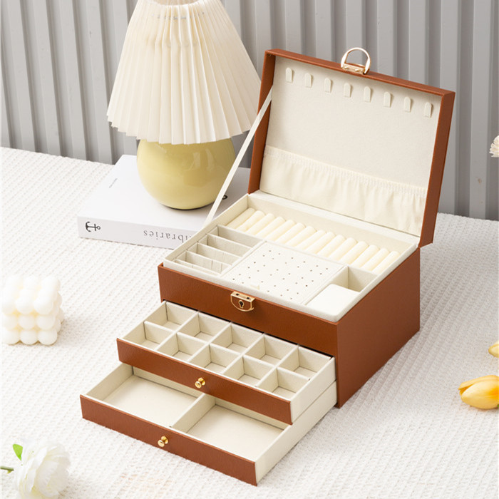 Diamond-shaped three-layer drawer jewelry storage box European-style princess box jewelry box bedroom dressing table advanced jewelry box