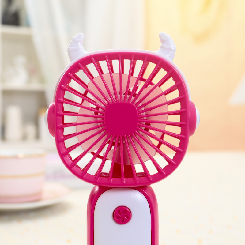 Cartoon animal ear detachable phone stand base desk small fan USB charging strong wind handheld fan