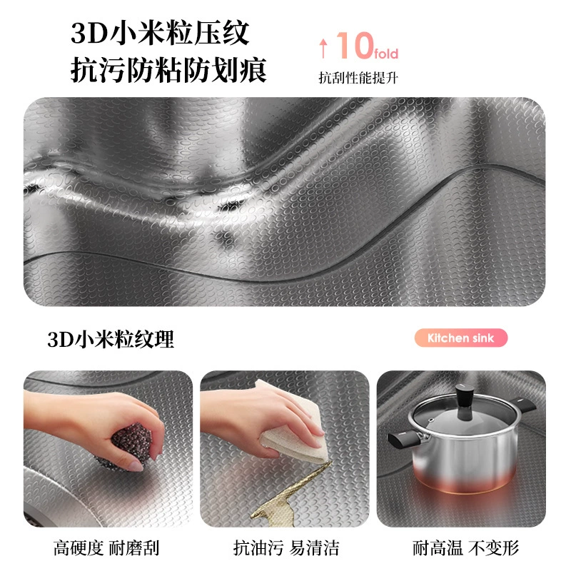 Плита толщиной 4,0 мм из серебристого японского Sink Xiaomi с тиснением, нержавеющая сталь 304, одно отсечное раковина, блюдо-раковина RS1