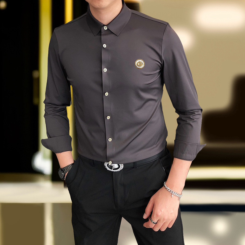 春秋メンズビジネス作業服長袖シャツカジュアル職業紳士服パーマフリーメンズシャツ卸売メンズシャツ