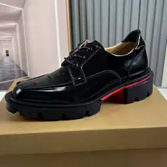 Men's Big Brand Shoes Leather Shoes Patent Leather Shoes Wedding Shoes Rivet Thick-soled Increased Bright Leather Casual Luxury Red-soled Shoes