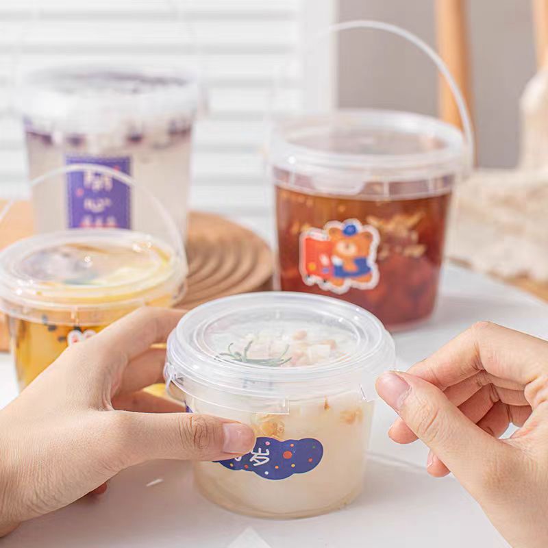 冰粉碗手提吨吨桶pp打包盒摆摊一次性加厚塑料杯1500ml注塑水果桶