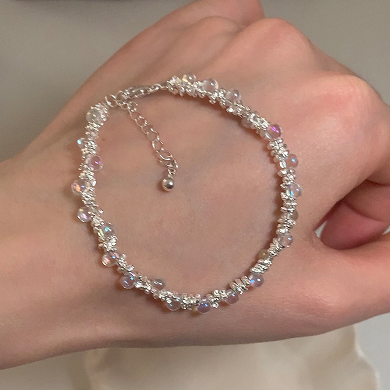 Fantasy Colored Beads Small Bulb Broken Silver Bracelet Women's Light Luxury Niche Design High-end Elegant All-match Bracelet