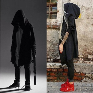 Mid-length hooded sweater cardigan Assassin's Creed coat men's dark cloak quantum battle clothes sweater trench coat