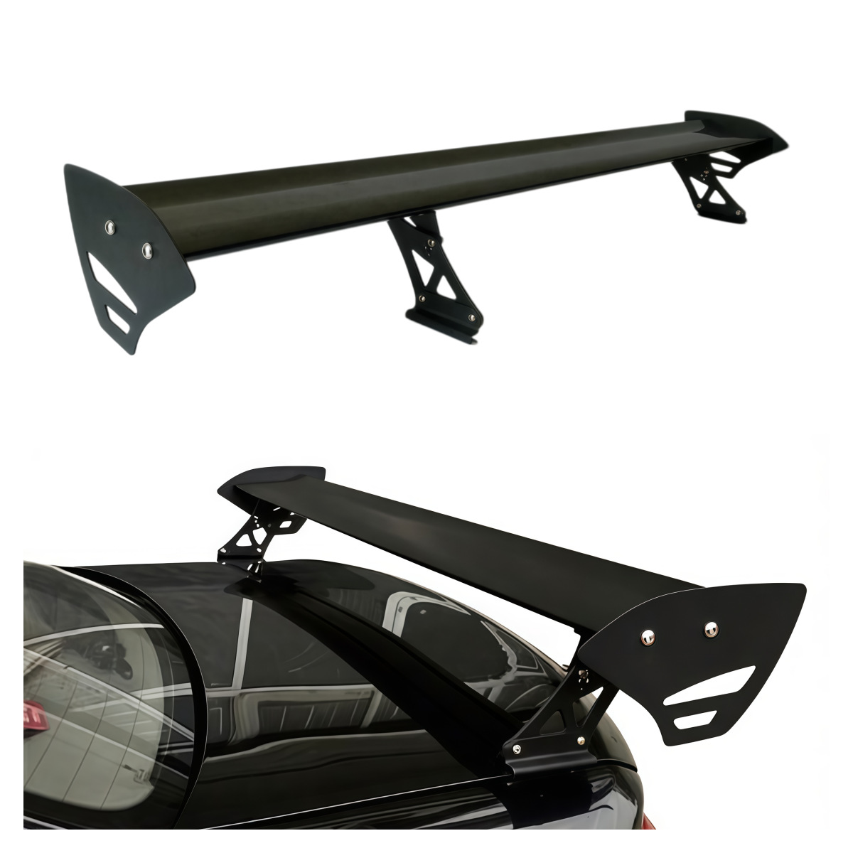 Universal Car Rear Wing for Sedan, No-Drill Aluminum Alloy Clip-On Modified Spoiler Wing Decoration