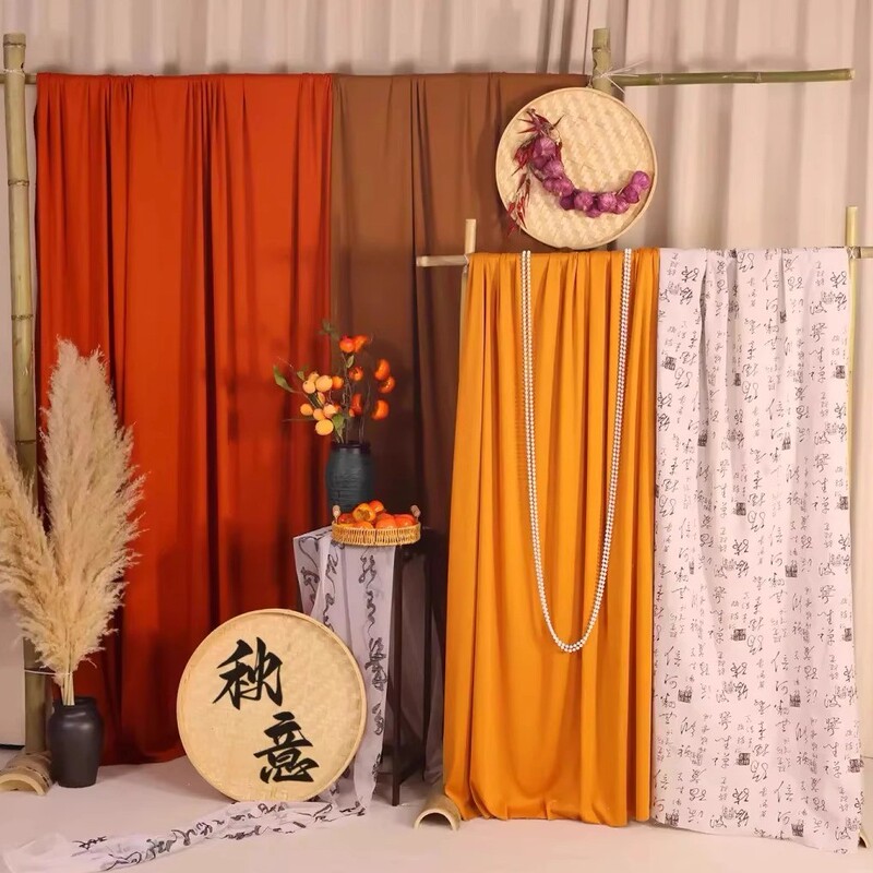 Autumn Creative Atmosphere Background Cloth Chrysanthemum Milk Silk Fabric Elastic Cloth Stage Maillard Color Background Cloth Autumn Creative Atmosphere Background Cloth Chrysanthemum Milk Silk Fabric Elastic Cloth Stage Maillard Color Background Cloth
