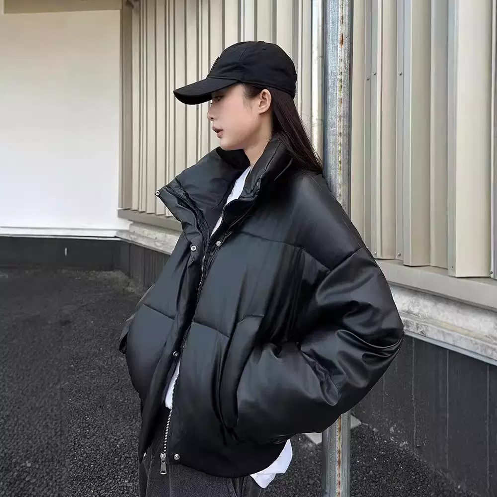 韩系2024新款立领短款面包服棉袄冬季宽松保暖纯色百搭男女棉服