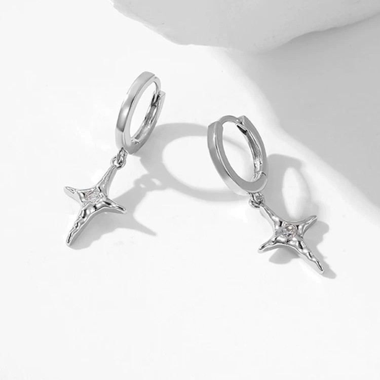 Starburst Earrings For Men, Minimalist North Star Stud Design_voghion.com