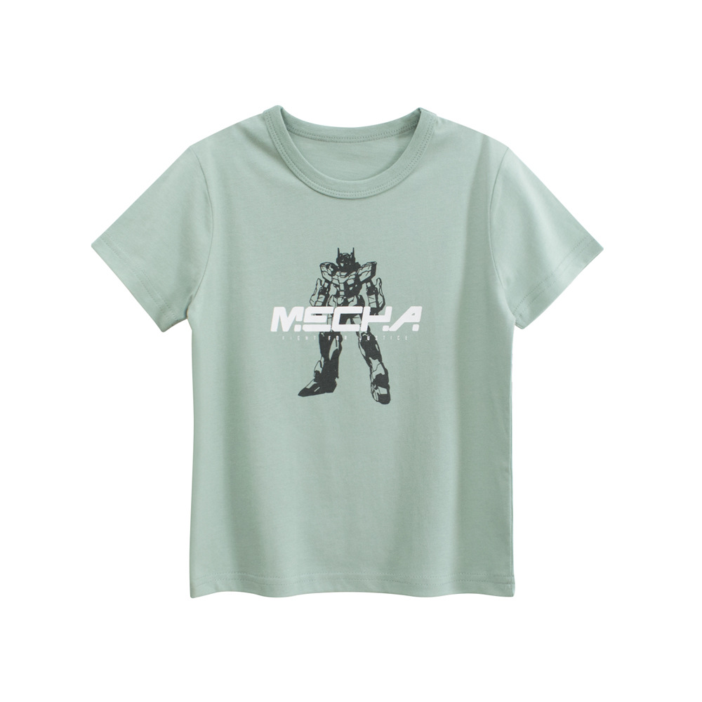 27kids ropa para niños coreanos 2025 verano nuevo estilo niños dibujos animados camiseta de manga corta ropa de bebé para hombres