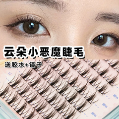 懶人三部曲雲朵小惡魔假睫毛空氣感自然漫畫單簇自嫁接朵毛眼睫毛