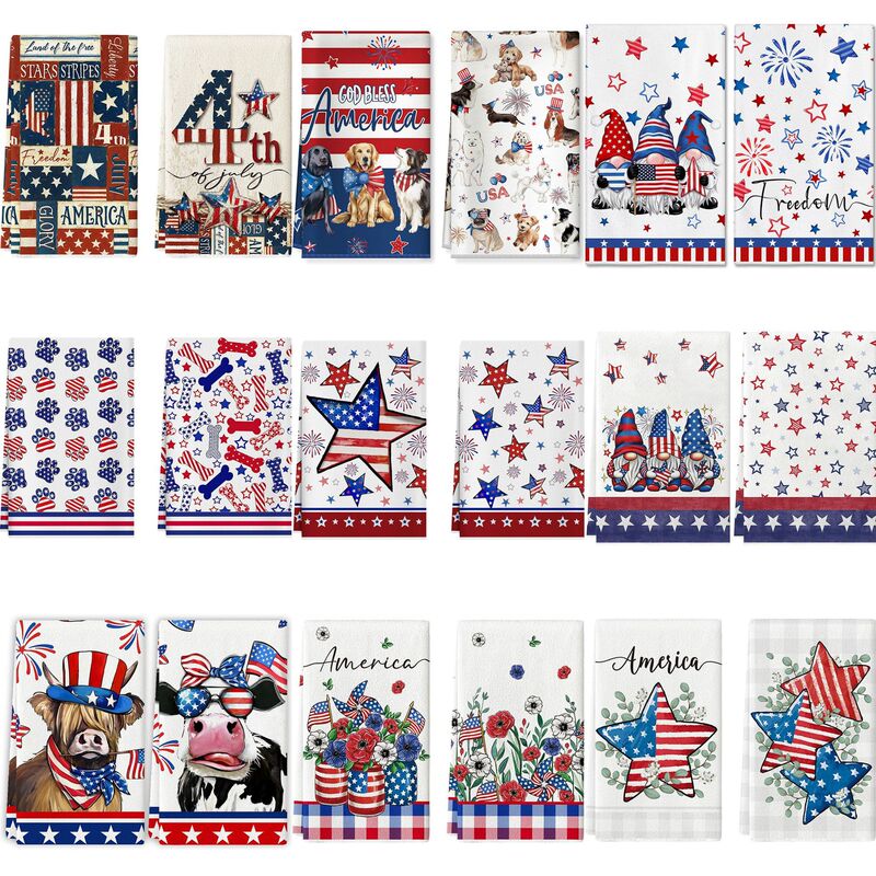 Amazon's Best-Selling American Independence Day Towel with Stars and Gnomes for Kitchen and Bathroom, Holiday Atmosphere Decoration, Household Towel Amazon's Best-Selling American Independence Day Towel with Stars and Gnomes for Kitchen and Bathroom, Holiday Atmosphere Decoration, Household Towel