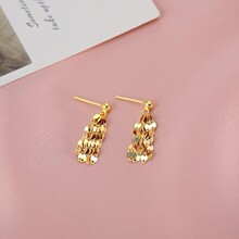 S925纯银耳钉波光粼粼圆珠流苏耳钉少女高级感小众银耳饰爆款气质