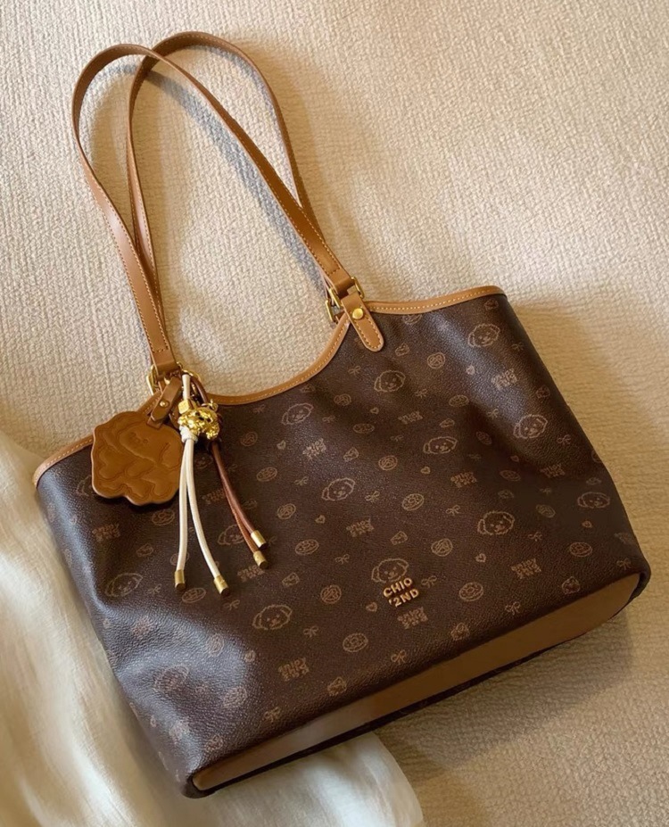 Nanfeng Chio2nd Bread Puppy Hazelnut Story Tote für Damen, große Handtasche, Schultertasche, Mama-Tasche_voghion.com
