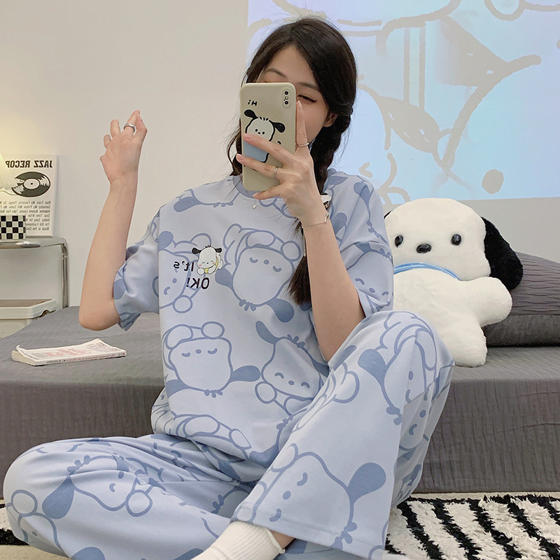 Pijamas de gama alta de algodón para mujer verano nuevo estudiante Delgado estilo ins nuevo dulce hermoso traje de ropa para el hogar de alta apariencia