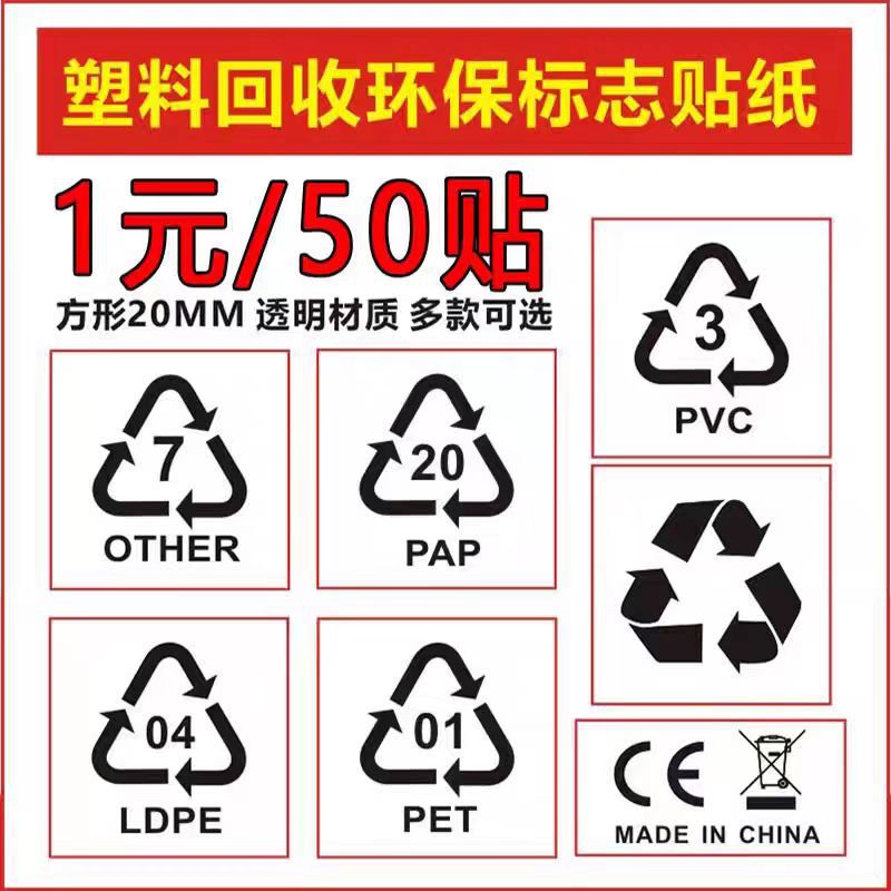 Transparent Self-Adhesive Sticker Pe Plastic Bag Recycling Environmental Protection Logo 20mm Round Pe-Ld Environmental Protection Label Sticker