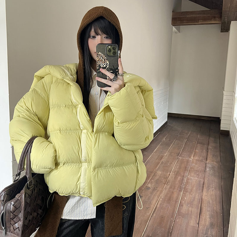 云朵泡芙90白鸭绒羽绒服女大翻领加厚小个子设计感天使保暖面包服