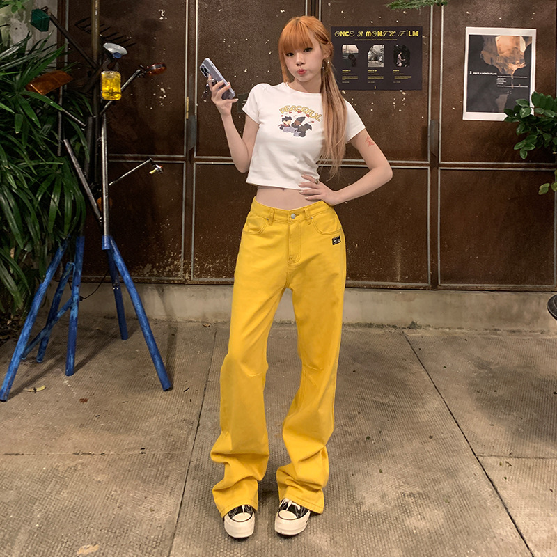 High Street Embroidered Logo Washed High-Waisted Straight-Leg Jeans for Women 2026 Autumn Loose Wide-Leg Slimming Versatile Drapey Long Pants High Street Embroidered Logo Washed High-Waisted Straight-Leg Jeans for Women 2026 Autumn Loose Wide-Leg Slimming Versatile Drapey Long Pants