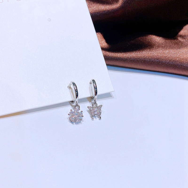 Fashion Flower Butterfly Earrings Gold Plated Zircon Inlaid Earrings Wholesale