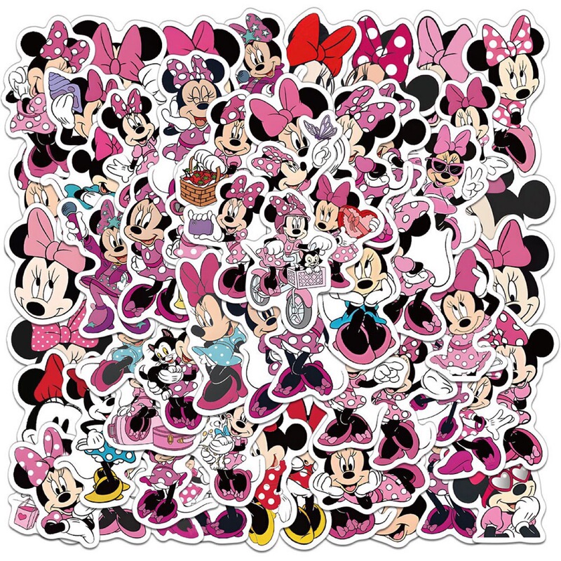 50 Pieces of Mickey and Minnie Cartoon Stickers, Cute Mickey Mouse Waterproof Stickers for Luggage, Notebooks, Refrigerators, Kidsren's Stickers