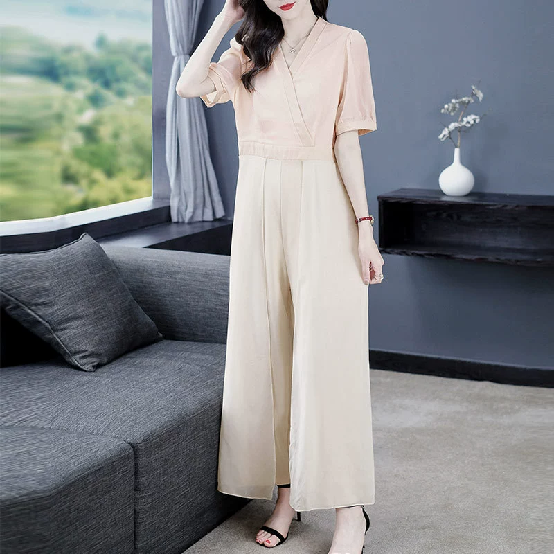 Летнее шифоновое Сетчатое платье больших размеров с короткими рукавами в китайском стиле, универсальная модная женская одежда для мам среднего возраста