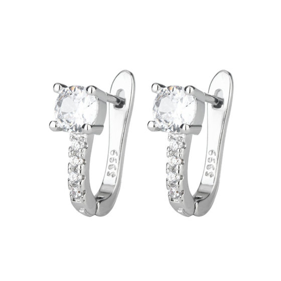 Classic U-shaped copper inlaid zircon geometric round ear buckle fashion Joker atmosphere ladies earrings manufacturers wholesale