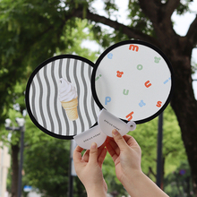 飞盘扇可折叠团扇迷你便携夏天小扇子随身携带卡通字母定制DIY扇