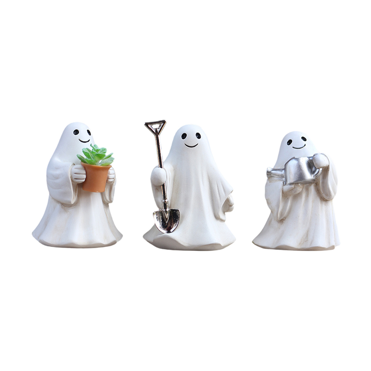 Cute Ghost Ornaments for Friends Halloween Gifts Creative Funny Ghost Walking Dog Statue Desktop Decoration Ornaments