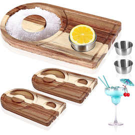 跨境木制盐边盒格丽塔调酒工具研磨器木质酒吧玻璃轮盐糖调味盒