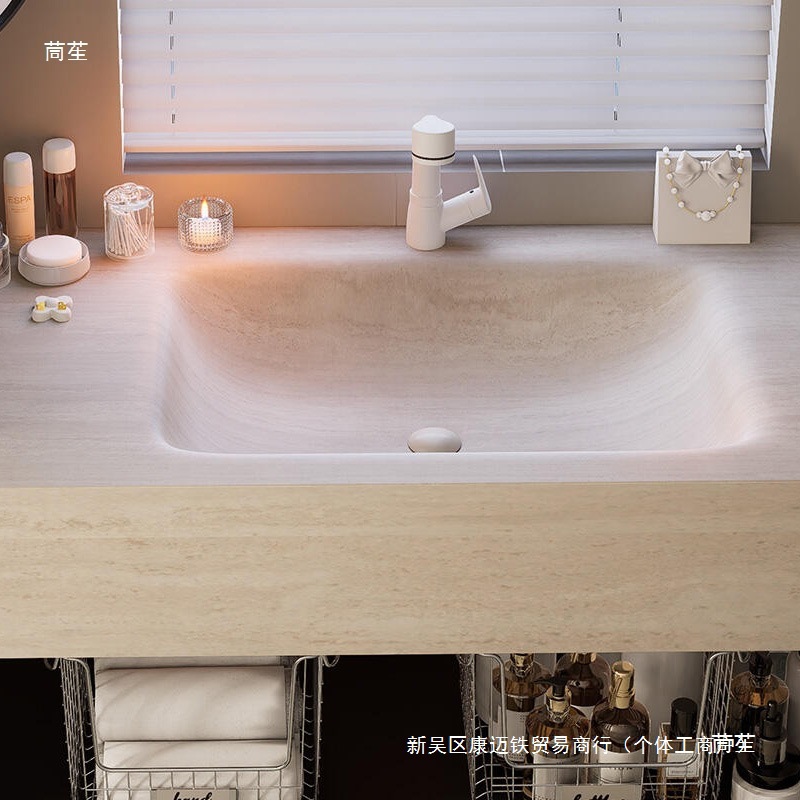 Ac.More Slate Hot-Bent Integrated Basin Bathroom Cabinet Hotel Style Modern Simple Bathroom Wash Basin